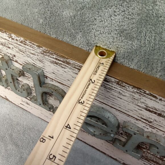 Gather Sign For Home Decor White Rustic Farmhouse Wood w/ Metal Lettering - Picture 8 of 8